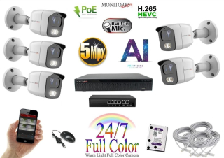 MS Full Color AI IP 5 kamerový set so switchom WTube (6021K5B)