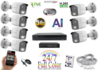 MS Full Color AI IP 7 kamerový set so switchom WTube (6021K7B)