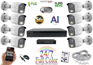 MS Full Color AI IP 8 kamerový set so switchom WTube (6021K8B)