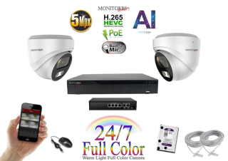 MS Full Color AI IP 2 kamerový set so switchom WDome (6022K2B)