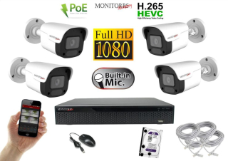 Monitorrs Security IP 4 kamerový set 2 Mpix WTube Plast (6023K4)