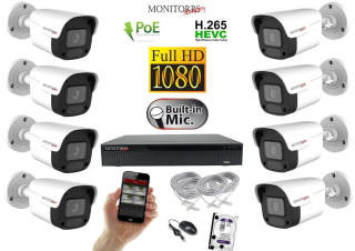 Monitorrs Security IP 8 kamerový set 2 Mpix WTube Plast (6023K8)