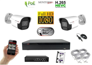 MS IP 2 kamerový set so switchom 2 Mpix WTube Plast (6023K2B)