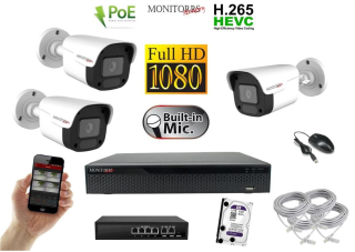 MS IP 3 kamerový set so switchom 2 Mpix WTube Plast (6023K3B)