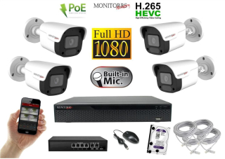 MS IP 4 kamerový set so switchom 2 Mpix WTube Plast (6023K4B)
