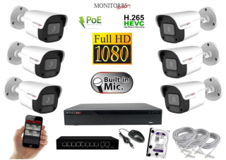 MS IP 6 kamerový set so switchom 2 Mpix WTube Plast (6023K6B)