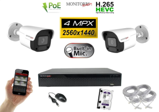 Monitorrs Security IP 2 kamerový set 4 Mpix WTube Plast (6024K2)