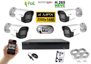 Monitorrs Security IP 4 kamerový set 4 Mpix WTube Plast (6024K4)