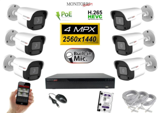 Monitorrs Security IP 6 kamerový set 4 Mpix WTube Plast (6024K6)