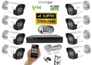 Monitorrs Security IP 8 kamerový set 4 Mpix WTube Plast (6024K8)