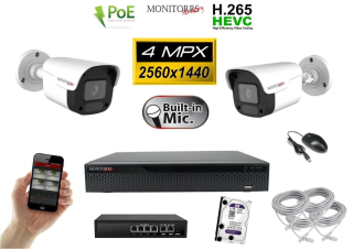 MS IP 2 kamerový set so switchom 4 Mpix WTube Plast (6024K2B)