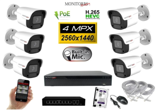 MS IP 6 kamerový set so switchom 4 Mpix WTube Plast (6024K6B)