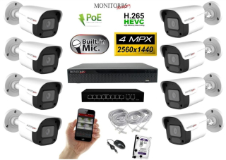 MS IP 8 kamerový set so switchom 4 Mpix WTube Plast (6024K8B)