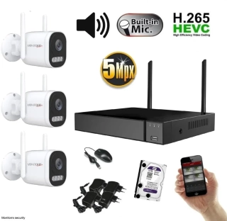 Monitorrs Security Wifi IP 3 kamerový set 5 mpix, aktív (6123k3)