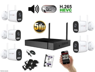 Monitorrs Security Wifi IP 5 kamerový set 5 mpix, aktív  (6123k5)