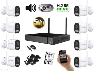 Monitorrs Security Wifi IP 8 kamerový set 5 mpix, aktív  (6123k8)