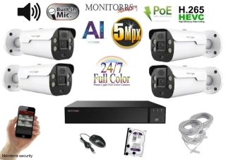 Monitorrs Security AI Aktív IP 4 kamerový set 5 Mpix WTube (6079K4)