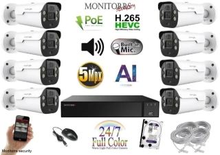 Monitorrs Security AI Aktív IP 8 kamerový set 5 Mpix WTube (6079K8)