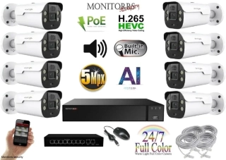 MS AI Aktív IP 8 kamerový set so switchom 5 Mpix WTube (6079K8B)