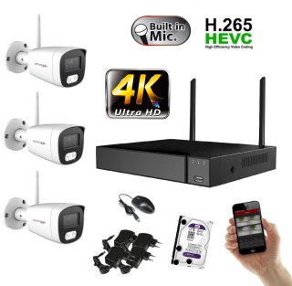 Monitorrs Security Wifi IP 3 kamerový set 8 MPix (6125K3)