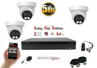 Monitorrs Security AHD 3 kamerový set  5 MPix Dome (6197K3)