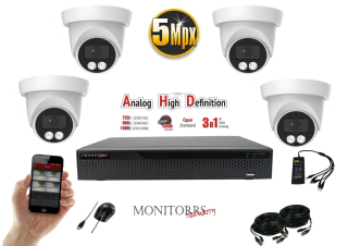 Monitorrs Security AHD 4 kamerový set 5 MPix Dome (6197K4)
