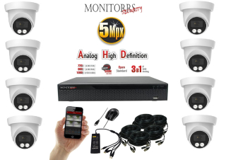 Monitorrs Security AHD 8 kamerový set  5 MPix Dome (6197K8)