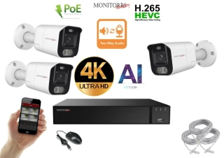 Monitorrs Security AI Aktív IP 3 kamerový set 8 Mpix WTube (6078K3)