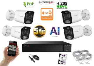 Monitorrs Security AI Aktív IP 4 kamerový set 5 Mpix WTube (6078K4)