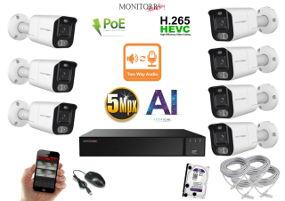 Monitorrs Security AI Aktív IP 7 kamerový set 5 Mpix WTube (6078K7)