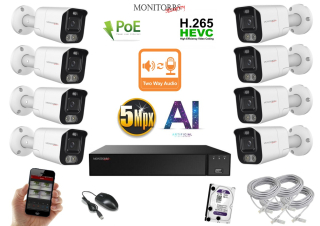 Monitorrs Security AI Aktív IP 8 kamerový set 5 Mpix WTube (6078K8)