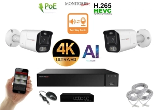 MS AI Aktív IP 2 kamerový set so switchom 8 Mpix WTube (6078K2B)