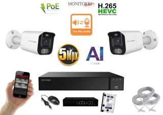 MS AI Aktív IP 2 kamerový set so switchom 5 Mpix WTube (6078K2B)