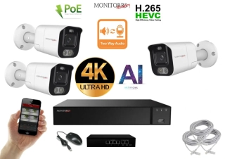 MS AI Aktív IP 3 kamerový set so switchom 8 Mpix WTube (6078K3B)