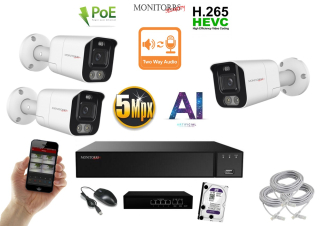 MS AI Aktív IP 3 kamerový set so switchom 5 Mpix WTube (6078K3B)
