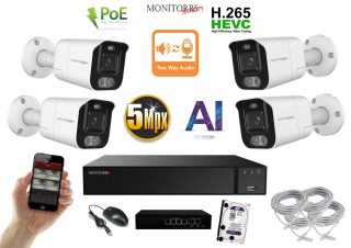 MS AI Aktív IP 4 kamerový set so switchom 5 Mpix WTube (6078K4B)