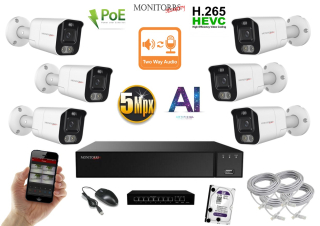MS AI Aktív IP 6 kamerový set so switchom 5 Mpix WTube (6078K6B)