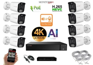 MS AI Aktív IP 8 kamerový set so switchom 8 Mpix WTube (6078K8B)