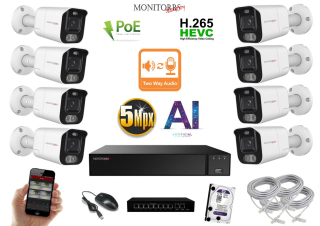 MS AI Aktív IP 8 kamerový set so switchom 5 Mpix WTube (6078K8B)