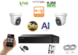 Monitorrs Security AI Aktív IP 2 kamerový set 5 Mpix WDome (6077K2)