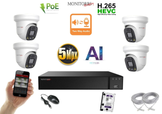 Monitorrs Security AI Aktív IP 4 kamerový set 5 Mpix WDome (6077K4)