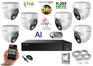 Monitorrs Security AI hybrid Light IP 6 kamerový set 5 Mpix WDome (6141K6)