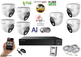 Monitorrs Security AI hybrid Light IP 7 kamerový set 5 Mpix WDome (6141K7)