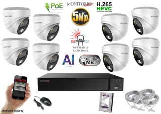 Monitorrs Security AI hybrid Light IP 8 kamerový set 5 Mpix WDome (6141K8)