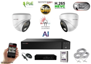MS AI hybrid Light IP 2 kamerový set so switchom 5 Mpix WDome (6141K2B)