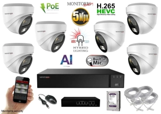 MS AI hybrid Light IP 6 kamerový set so switchom 5 Mpix WDome (6141K6B)