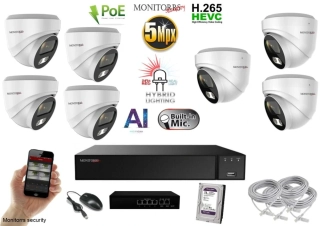 MS AI hybrid Light IP 7 kamerový set so switchom 5 Mpix WDome (6141K7B)