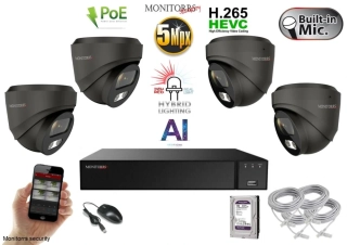 Monitorrs Security AI hybrid Light IP 4 kamerový set 5 Mpix GDome (6142K4)