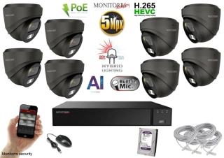 Monitorrs Security AI hybrid Light IP 8 kamerový set 5 Mpix GDome (6142K8)
