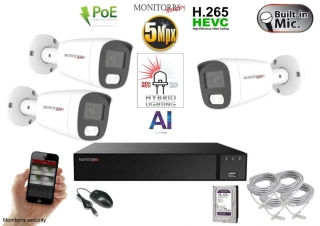 Monitorrs Security AI hybrid Light IP 3 kamerový set 5 Mpix WTube (6143K3)
